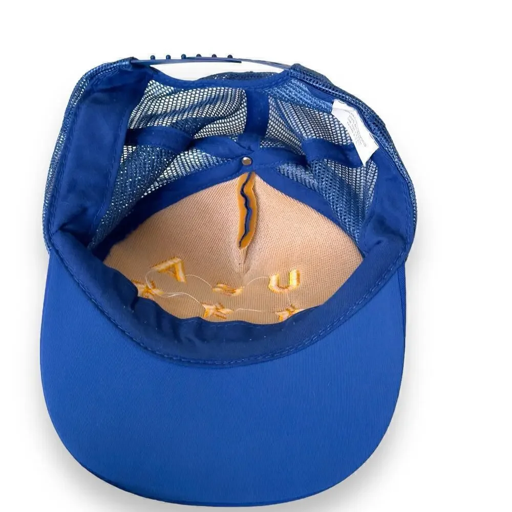 Vintage Stars USA Gold Foam Back Mesh Hat Cap Snapback Trucker Navy Blue 1980s